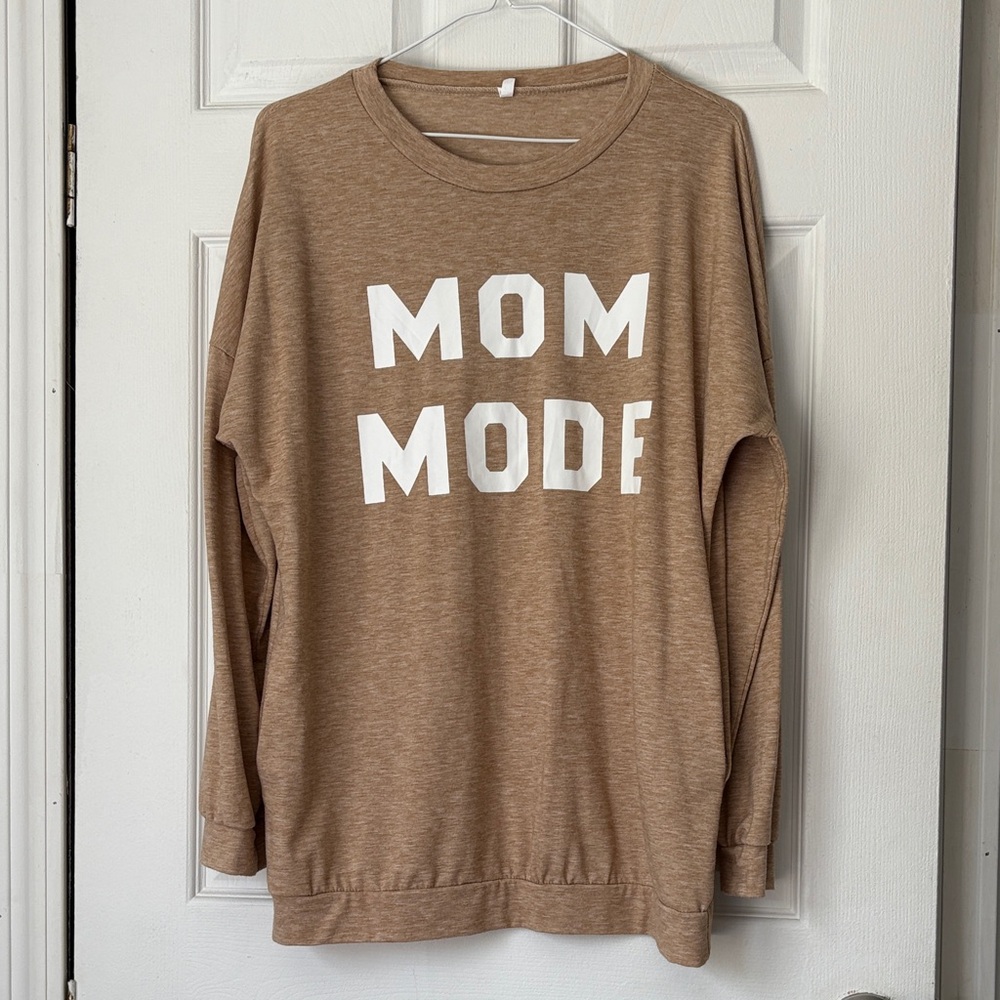 SHEIN Brown 'Mom Mode' Long Sleeve Tee